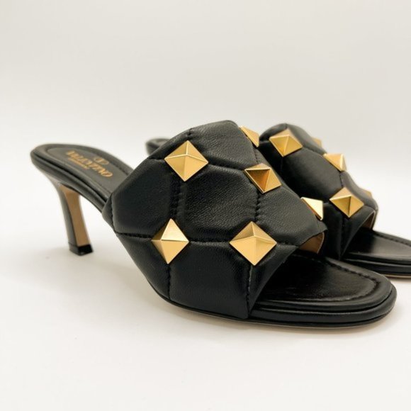 Valentino Garavani Roman Stud Sandal In Quilted NAPPA Black Leather 65 MM - Picture 7 of 15